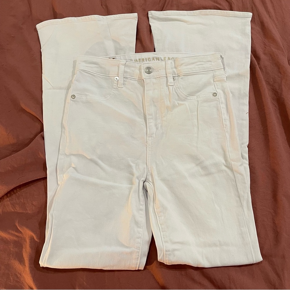 American eagle white flare jeans size 2